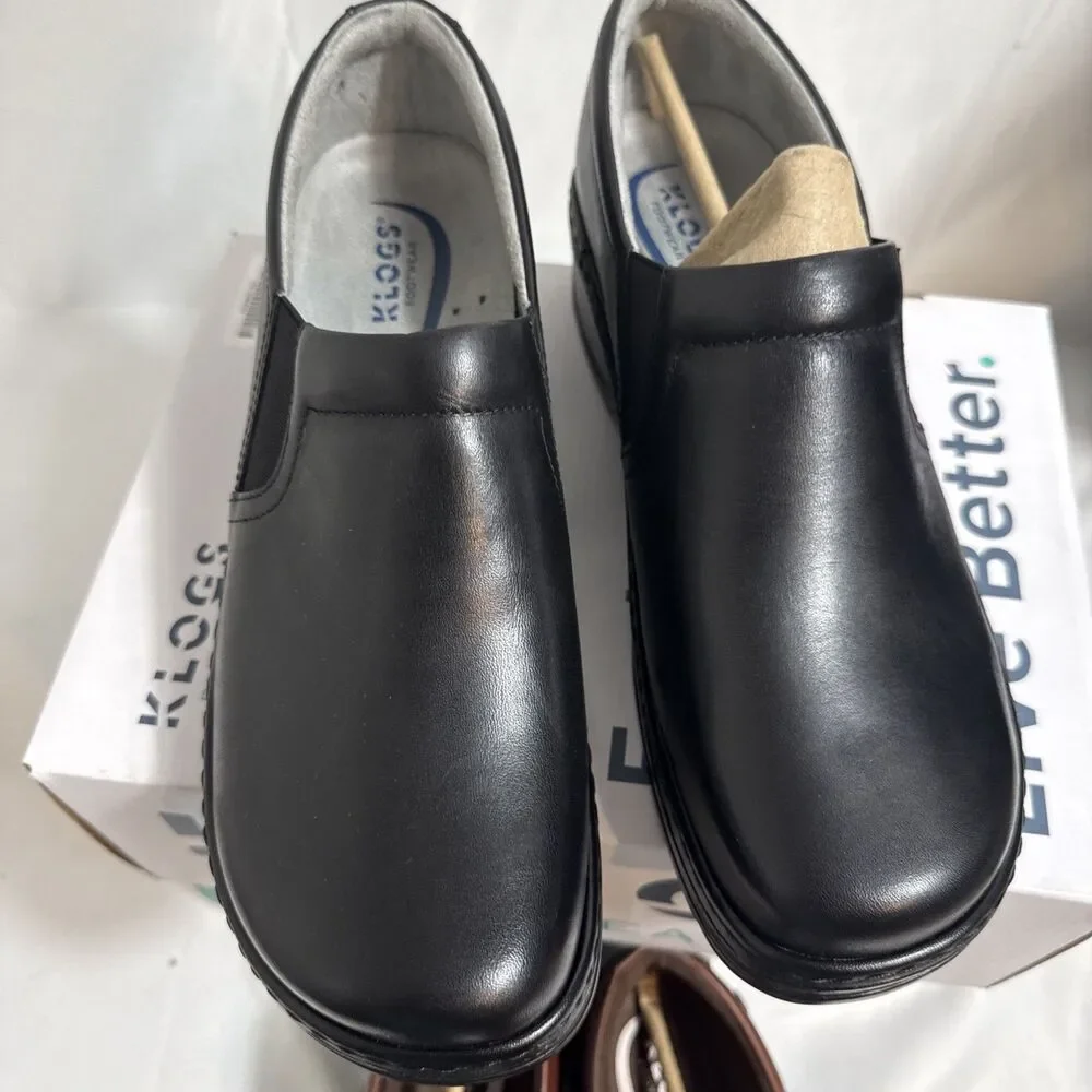 Klogs Naples Work Shoes Wide Sizes Womens Leather Black Brown 13w 14w Smooth